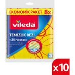 Vileda 10 Paket 8'li 30% Mikrofiberli Mutfak Bezi - 10'lu