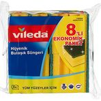 Vileda 141127 Oluklu Bulaşık Süngeri, Yeşil, 8 Parça