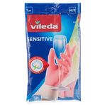 Vileda 149212 Candy Pink Sensitive Eldiven, %100 Doğal Lateks, M
