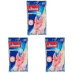 Vileda 149212 Candy Pink Sensitive Eldiven,%100 Doğal Lateks, M 3lü paket