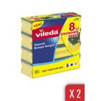 Vileda 2 Paket 8 Li Yeşil Klasik Oluklu Sünger