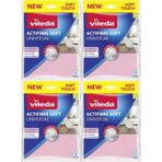 Vileda Actifibre Soft Universal Temizlik Bezi, Yumuşak Dokunuş, Pembe, 4'lü Set (Paket İçi 2'li)