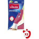 Vileda Standart Universal Doğal Lateks L Beden Kırmızı Eldiven 2 Paket