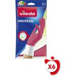 Vileda Standart Universal Doğal Lateks S Beden Kırmızı Eldiven 6 Paket