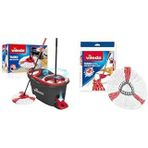 Vileda Turbo Paspas Komple Set, Teleskopik Saplı Yer Sileceği, Güçlü Lifli Mikrofiber Paspas Başlığı Güçlü Sapanlı Kova, Hızlı Güçlü, Sap Uzunluğu 125 Cm+Vileda Turbo 2In1 Yedek Paspas
