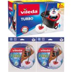 Vileda Turbo Pedallı Temizlik Seti Komple Set + 2 Adet Yedek Mop Paspas Ucu Mikrofiber