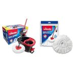 Vileda Turbo Pedallı Temizlik Seti, Siyah+Vileda Turbo&Easy Wring Yedek Paspas