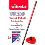 Vileda Turbo Teleskopik Sap + Üçgen Başlık + 2'li Yedek Paspas - Beyaz