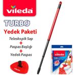 Vileda Turbo Teleskopik Sap ve Üçgen Başlık ile Mikrofiber Yedek Paspas Seti Uzun Kullanım İçin