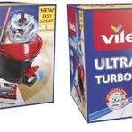 Vileda Ultramax Turbo Pedallı Temizlik Seti, Zemin Sileceği ve Güçlü Sapanlı Kova, 360 Derece Döner Başlık 2li paket