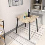 Vilinze Avanos Ahşap Katlanır Kanatlı Mdf Mutfak MASASI - 70X70+70 (70X140) cm - Traverten - Siyah