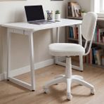 Vilinze Beyaz Tekerlekli Ofis Sandalyesi Orta Sert Oturum Yumuşaklığı ile Ergonomik Tasarım - Beyaz - Beyaz - Kolsuz