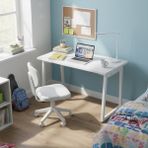 Vilinze Biga Çalışma Ofis Masası ve Deniz Çalışma Ofis Sandalyesi Set - 60X120 cm - 60120 Kolsuz - Beyaz