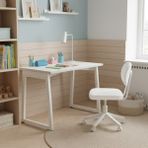 Vilinze Biga Çalışma Ofis Masası ve Deniz Çalışma Ofis Sandalyesi Set - 60X120 cm - 6090 Kolsuz - Beyaz
