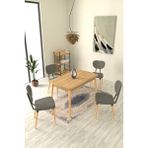 Vilinze Deniz Sandalye Avanos Ahşap Mdf Açılır Mutfak Masası Takımı - 70 x 120+30 cm - Antrasit