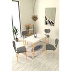 Vilinze Deniz Sandalye Avanos Ahşap Mdf Açılır Mutfak Masası Takımı - 70 x 120+30 cm - Gri