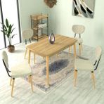 Vilinze Deniz Sandalye Avanos Ahşap Mdf Açılır Mutfak Masası Takımı - 70X120+30 cm - Beyaz - Naturel