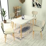 Vilinze Deniz Sandalye Avanos Ahşap Mdf Açılır Mutfak Masası Takımı - 70X120+30 cm - Beyaz