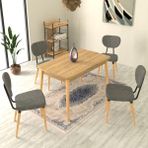 Vilinze Deniz Sandalye Avanos Ahşap Mdf Açılır Mutfak Masası Takımı - 70X120+30 cm - Gri - Naturel