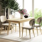 Vilinze Deniz Sandalye Golf Ahşap Mdf Açılır Mutfak Masası Takımı - 70X120+30 cm - Beyaz - Naturel