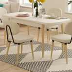 Vilinze Deniz Sandalye Golf Ahşap Mdf Açılır Mutfak Masası Takımı - 70X120+30 cm - Beyaz