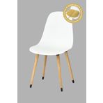 Vilinze Eames Naturel Ahşap Ayak Plastik Beyaz Sandalye