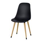 Vilinze Eames Naturel Ahşap Ayak Plastik Siyah Sandalye