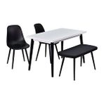 Vilinze Eames Sandalye-bank Avanos Ahşap Mdf Mutfak Masası Takımı - 70x120 Cm