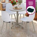Vilinze Home Language Tilia Plastik Bahçe Balkon Bistro Seti Katlanır Masa 60*60 Cm (1+4 Set) Beyaz