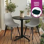 Vilinze Home Tilia Plastik Bahçe Balkon Bistro Seti Katlanır Masa 60*60 Cm (1+2 Set) Bej