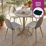 Vilinze Home Tilia Plastik Bahçe Balkon Bistro Seti Katlanır Masa 60*60 Cm (1+4 Set) Gri
