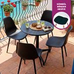 Vilinze Home Tilia Plastik Bahçe Balkon Bistro Seti Katlanır Masa 60*60 Cm (1+4 Set) Siyah