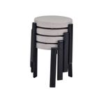 VİLİNZE Teras Siyah Metal Ayak Teddy Kumaş İstiflenebilir Mutfak-Balkon Taburesi (4 Adet)