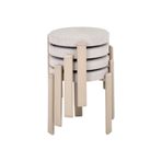 VİLİNZE Teras Vizon Metal Ayak Teddy Kumaş İstiflenebilir Mutfak-Balkon Taburesi (4 Adet)