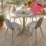 Vilinze Tilia Plastik Bahçe Balkon Bistro Seti Katlanır Masa 60*60 cm (1+4 Set) - Bej - Gri
