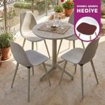Vilinze Tilia Plastik Bahçe Balkon Bistro Seti Katlanır Masa 60*60 cm (1+4 Set) - Bej - Gri