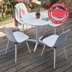 Vilinze Tilia Plastik Bahçe Balkon Bistro Seti Katlanır Masa 60*60 cm (1+4 Set) - Beyaz - Beyaz