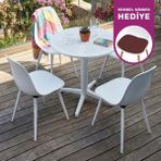 Vilinze Tilia Plastik Bahçe Balkon Bistro Seti Katlanır Masa 60*60 cm (1+4 Set) - Beyaz - Beyaz