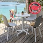 Vilinze Tilia Plastik Bahçe Balkon Bistro Seti Katlanır Masa 60*60 cm (1+4 Set) - Beyaz - Gri