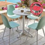 Vilinze Tilia Plastik Bahçe Balkon Bistro Seti Katlanır Masa 60*60 cm (1+4 Set) - Beyaz - Yeşil