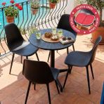 Vilinze Tilia Plastik Bahçe Balkon Bistro Seti Katlanır Masa 60*60 cm (1+4 Set) - Siyah - Siyah