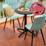 Vilinze Tilia Plastik Bahçe Balkon Bistro Seti Katlanır Masa 60*60 cm (1+4 Set) - Siyah - Yeşil