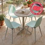 Vilinze Tilia Plastik Bahçe Balkon Bistro Seti Katlanır Masa 60*60 cm (1+4 Set) - Yeşil - Krem
