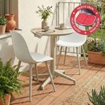 Vilinze Tilia Plastik Bahçe Balkon Bistro Seti Katlanır Masa 60*60 cm - Bej - Beyaz