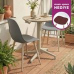 Vilinze Tilia Plastik Bahçe Balkon Bistro Seti Katlanır Masa 60*60 cm - Bej - Gri