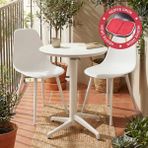 Vilinze Tilia Plastik Bahçe Balkon Bistro Seti Katlanır Masa 60*60 cm - Beyaz - Beyaz