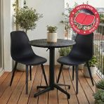 Vilinze Tilia Plastik Bahçe Balkon Bistro Seti Katlanır Masa 60*60 cm - Siyah - Siyah