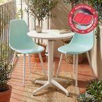 Vilinze Tilia Plastik Bahçe Balkon Bistro Seti Katlanır Masa 60*60 cm - Yeşil - Beyaz