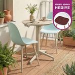 Vilinze Tilia Plastik Bahçe Balkon Bistro Seti Katlanır Masa 60*60 cm - Yeşil - Krem