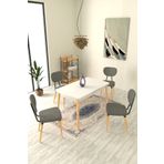 Vilinze Vilinze Deniz Sandalye Avanos Ahşap Mdf Açılır Mutfak Masası Takımı - 70X120+30 Cm